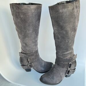 Fergie Gray Distressed Leather Knee High Boots Size 6M